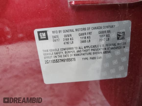 ✅ 2017 Chevrolet Impala LT • VIN: 2G1105S37H9185876 • Лот: 72023364. Опубликован ранее на Copart с пробегом 52 156 миль. Бесплатный доступ к архиву аукционных продаж из США и подробный отчёт об истории автомобиля на DreamBid. Изображение 12.