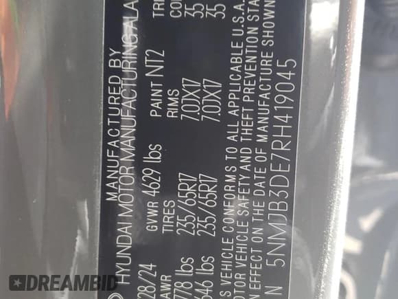 ✅ 2024 Hyundai Tucson SEL • VIN: 5NMJB3DE7RH419045 • Lot: 65674094. Wystawiony na Copart z przebiegiem 1 511 mil. Bezpłatny archiwum sprzedaży aukcyjnych z USA i szczegółowy raport historii pojazdu na DreamBid. Zdjęcie 12.
