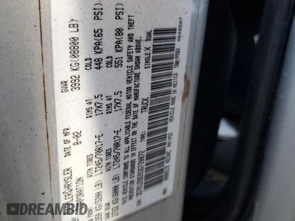 ✅ 2003 Dodge 2500 ST • VIN: 3D7KU28D93G720872 • Lot: 71470685. Listed on Copart with Not provided. Free auction sales archive from the USA and detailed vehicle history report at DreamBid. Image 12.