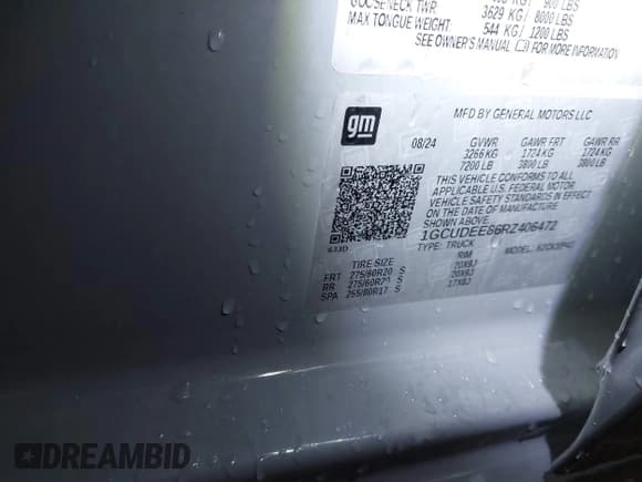 ✅ 2024 Chevrolet Silverado 1500 RST • VIN: 1GCUDEE86RZ406472 • Lot: 42319426. Listed on IAAI with 7,167 mi. Free auction sales archive from the USA and detailed vehicle history report at DreamBid. Image 9.