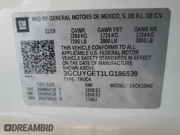 ✅ 2020 Chevrolet Silverado 1500 LTZ • VIN: 3GCUYGET1LG186539 • Lot: 91819805. Listed on Copart with 37,003 mi. Free auction sales archive from the USA and detailed vehicle history report at DreamBid. Image 13.