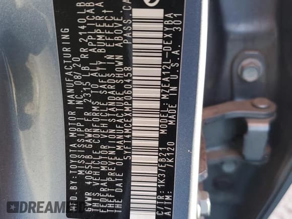 ✅ 2021 Toyota Corolla XSE • VIN: 5YFT4MCEXMP060458 • Лот: 85396665. Опубликован ранее на Copart с пробегом 51 509 миль. Бесплатный доступ к архиву аукционных продаж из США и подробный отчёт об истории автомобиля на DreamBid. Изображение 13.