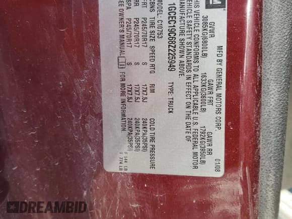 ✅ 2008 Chevrolet Silverado 1500 Work Truck • VIN: 1GCEC19C68Z225949 • Lot: 82790034. Listed on Copart with 311,542 mi. Free auction sales archive from the USA and detailed vehicle history report at DreamBid. Image 12.