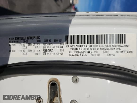✅ 2014 Ram 1500 Outdoorsman • VIN: 1C6RR7GT7ES164452 • Lot: 93489465. Listed on Copart with 132,558 mi. Free auction sales archive from the USA and detailed vehicle history report at DreamBid. Image 12.
