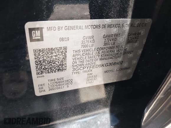 ✅ 2019 Chevrolet Silverado 1500 LT Trail Boss • VIN: 3GCPYFED5KG308902 • Lot: 42585328. Listed on IAAI with 89,686 mi. Free auction sales archive from the USA and detailed vehicle history report at DreamBid. Image 9.