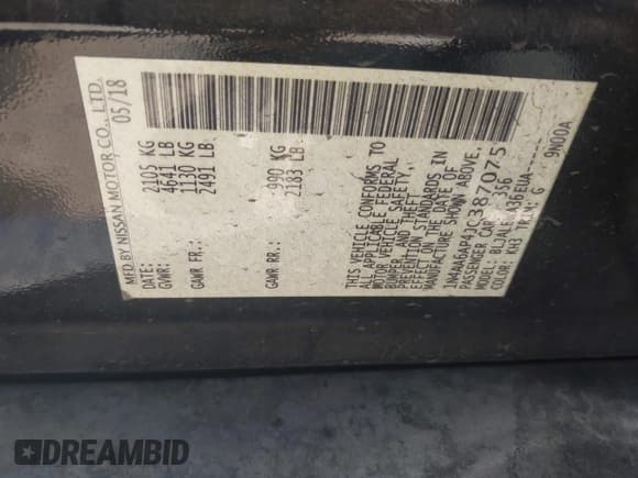 ✅ 2018 Nissan Maxima SV • VIN: 1N4AA6AP4JC387075 • Lot: 42158621. Wystawiony na IAAI z przebiegiem 88 937 mil. Bezpłatny archiwum sprzedaży aukcyjnych z USA i szczegółowy raport historii pojazdu na DreamBid. Zdjęcie 9.