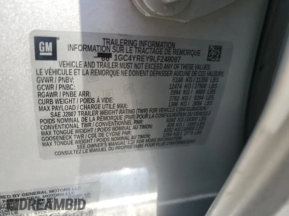 ✅ 2020 Chevrolet Silverado 2500HD High Country • VIN: 1GC4YREY9LF248097 • Лот: 59360225. Опубликован ранее на Copart с пробегом 92 913 миль. Бесплатный доступ к архиву аукционных продаж из США и подробный отчёт об истории автомобиля на DreamBid. Изображение 12.