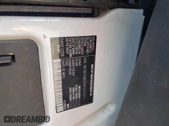 ✅ 2019 Mercedes-Benz Sprinter Cargo • VIN: W1W70BGY6KT017011 • Lot: 61426435. Wystawiony na Copart z przebiegiem 138 942 mil. Bezpłatny archiwum sprzedaży aukcyjnych z USA i szczegółowy raport historii pojazdu na DreamBid. Zdjęcie 13.