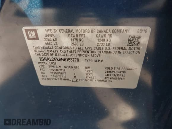 ✅ 2017 Chevrolet Equinox LT • VIN: 2GNALCEK6H6158778 • Лот: 43521957. Опубликован ранее на IAAI с пробегом 79 542 миль. Бесплатный доступ к архиву аукционных продаж из США и подробный отчёт об истории автомобиля на DreamBid. Изображение 9.