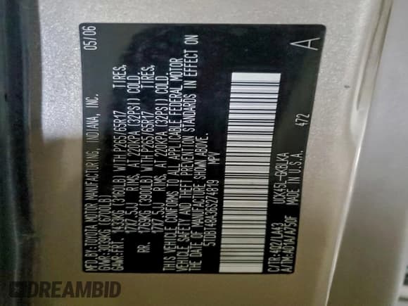 ✅ 2006 Toyota Sequoia Limited • VIN: 5TDBT48A36S274819 • Lot: 95174745. Wystawiony na Copart z przebiegiem 272 601 mil. Bezpłatny archiwum sprzedaży aukcyjnych z USA i szczegółowy raport historii pojazdu na DreamBid. Zdjęcie 13.