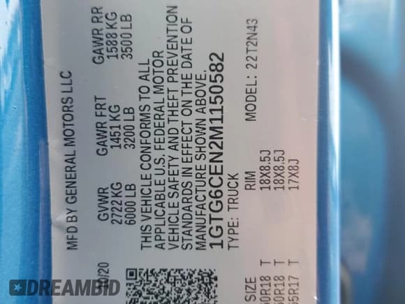 ✅ 2021 GMC Canyon 4WD Elevation • VIN: 1GTG6CEN2M1150582 • Lot: 85215614. Listed on Copart with 46,201 mi. Free auction sales archive from the USA and detailed vehicle history report at DreamBid. Image 13.