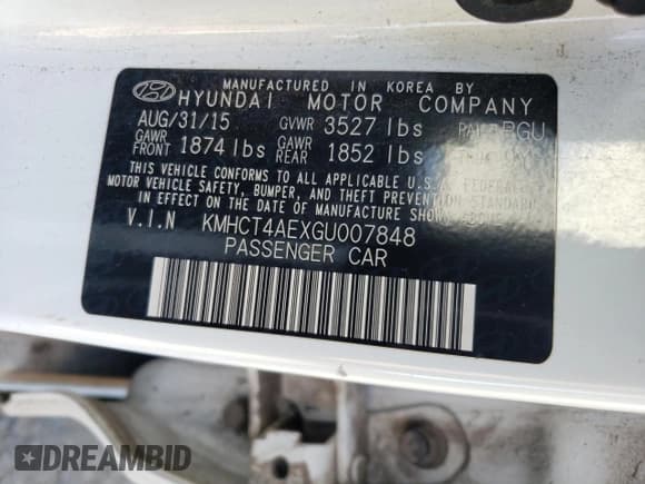 ✅ 2016 Hyundai Accent SE • VIN: KMHCT4AEXGU007848 • Лот: 79893084. Опубликован ранее на Copart с пробегом 98 427 миль. Бесплатный доступ к архиву аукционных продаж из США и подробный отчёт об истории автомобиля на DreamBid. Изображение 12.