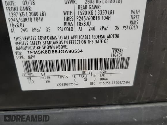 ✅ 2018 Ford Explorer XLT • VIN: 1FM5K8D88JGA90534 • Lot: 93717375. Wystawiony na Copart z przebiegiem 164 371 mil. Bezpłatny archiwum sprzedaży aukcyjnych z USA i szczegółowy raport historii pojazdu na DreamBid. Zdjęcie 13.