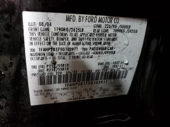 ✅ 2005 Ford Five Hundred Limited • VIN: 1FAHP28175G102911 • Лот: 75665064. Опубликован ранее на Copart с пробегом 262 640 миль. Бесплатный доступ к архиву аукционных продаж из США и подробный отчёт об истории автомобиля на DreamBid. Изображение 13.