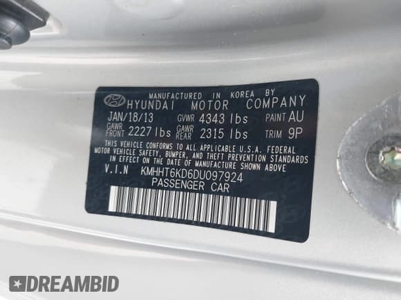 ✅ 2013 Hyundai Genesis Coupe 2.0T • VIN: KMHHT6KD6DU097924 • Lot: 42467738. Wystawiony na IAAI z przebiegiem 103 261 mil. Bezpłatny archiwum sprzedaży aukcyjnych z USA i szczegółowy raport historii pojazdu na DreamBid. Zdjęcie 9.