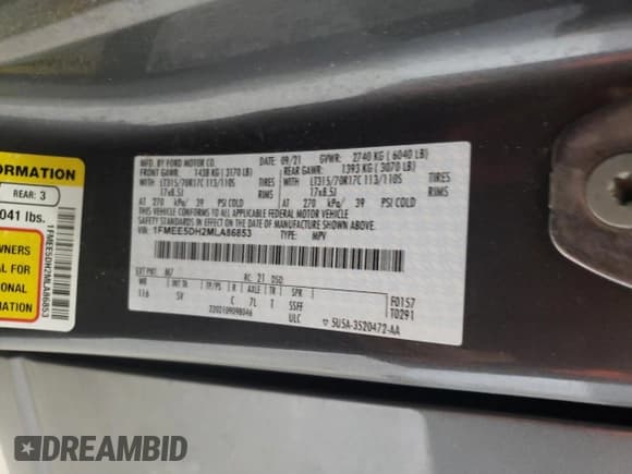 ✅ 2021 Ford Bronco • VIN: 1FMEE5DH2MLA86853 • Лот: 47424675. Опубликован ранее на Copart с пробегом Не указан. Бесплатный доступ к архиву аукционных продаж из США и подробный отчёт об истории автомобиля на DreamBid. Изображение 12.