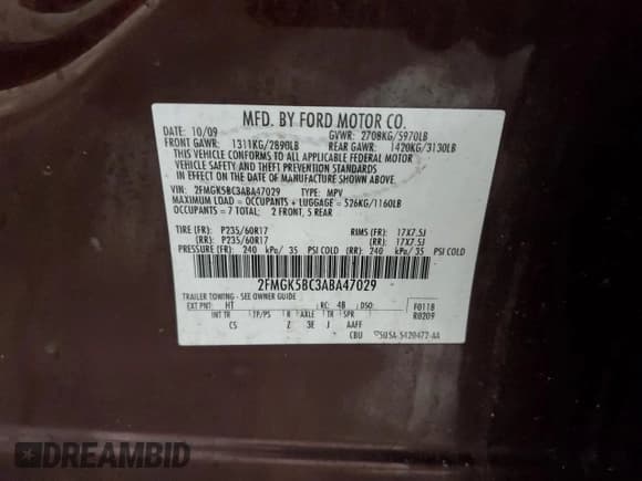 ✅ 2010 Ford Flex SE • VIN: 2FMGK5BC3ABA47029 • Lot: 71723425. Wystawiony na Copart z przebiegiem 202 445 mil. Bezpłatny archiwum sprzedaży aukcyjnych z USA i szczegółowy raport historii pojazdu na DreamBid. Zdjęcie 13.