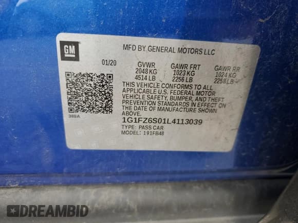 ✅ 2020 Chevrolet Bolt EV Premier • VIN: 1G1FZ6S01L4113039 • Lot: 71948314. Listed on Copart with 21,853 mi. Free auction sales archive from the USA and detailed vehicle history report at DreamBid. Image 12.