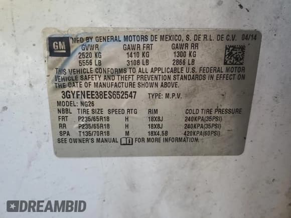 ✅ 2014 Cadillac SRX Luxury Collection • VIN: 3GYFNEE38ES652547 • Lot: 90747185. Listed on Copart with Not provided. Free auction sales archive from the USA and detailed vehicle history report at DreamBid. Image 13.