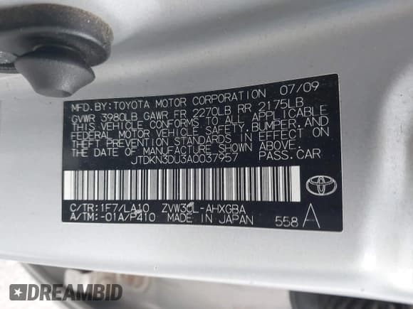 ✅ 2010 Toyota Prius II • VIN: JTDKN3DU3A0037957 • Лот: 43658197. Опубликован ранее на IAAI с пробегом 261 305 миль. Бесплатный доступ к архиву аукционных продаж из США и подробный отчёт об истории автомобиля на DreamBid. Изображение 9.