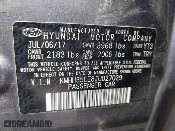 ✅ 2018 Hyundai Elantra • VIN: KMHH35LE8JU027029 • Lot: 81438685. Listed on Copart with 121,441 mi. Free auction sales archive from the USA and detailed vehicle history report at DreamBid. Image 13.