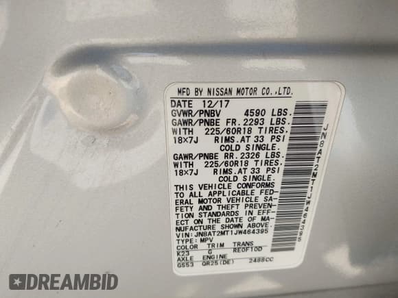 ✅ 2018 Nissan Rogue SV • VIN: JN8AT2MT1JW464395 • Лот: 42213712. Опубликован ранее на IAAI с пробегом 121 173 миль. Бесплатный доступ к архиву аукционных продаж из США и подробный отчёт об истории автомобиля на DreamBid. Изображение 9.