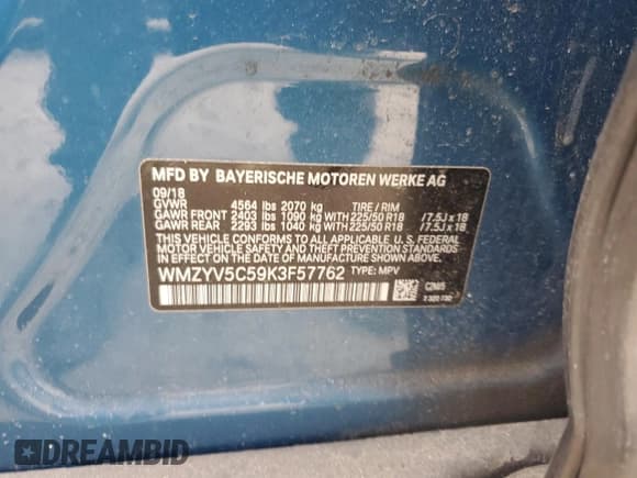 ✅ 2019 MINI Countryman Cooper • VIN: WMZYV5C59K3F57762 • Lot: 57341025. Listed on Copart with 34,033 mi. Free auction sales archive from the USA and detailed vehicle history report at DreamBid. Image 13.