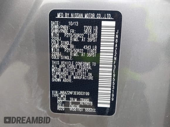 ✅ 2014 Infiniti QX80 • VIN: JN8AZ2NF3E9553199 • Лот: 43531335. Опубликован ранее на IAAI с пробегом 195 314 миль. Бесплатный доступ к архиву аукционных продаж из США и подробный отчёт об истории автомобиля на DreamBid. Изображение 9.