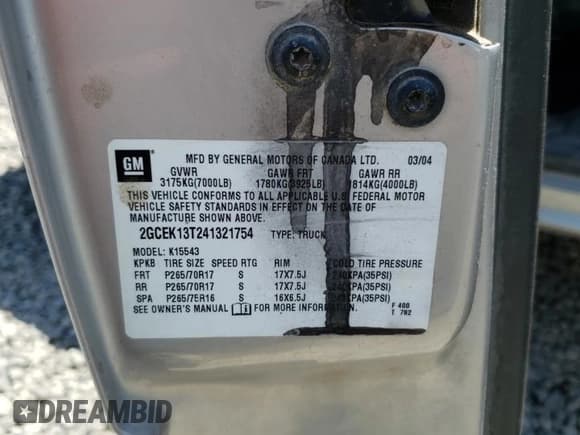 ✅ 2004 Chevrolet Silverado 1500 Z71 • VIN: 2GCEK13T241321754 • Лот: 64524614. Опубликован ранее на Copart с пробегом Не указан. Бесплатный доступ к архиву аукционных продаж из США и подробный отчёт об истории автомобиля на DreamBid. Изображение 12.