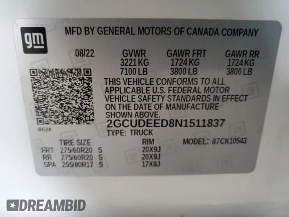 ✅ 2022 Chevrolet Silverado 1500 RST • VIN: 2GCUDEED8N1511837 • Лот: 84252555. Опубликован ранее на Copart с пробегом Не указан. Бесплатный доступ к архиву аукционных продаж из США и подробный отчёт об истории автомобиля на DreamBid. Изображение 12.