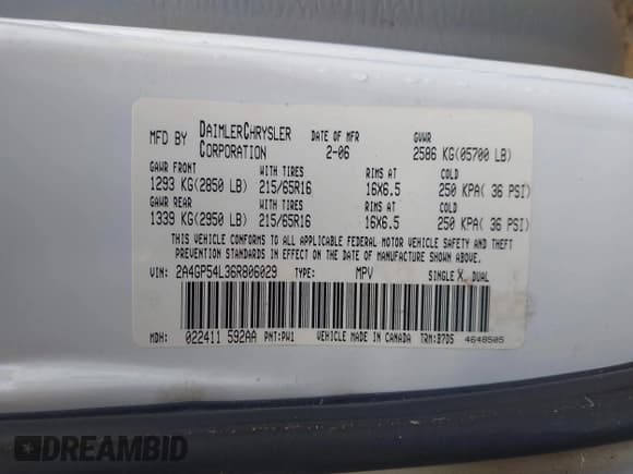 ✅ 2006 Chrysler Town & Country Touring • VIN: 2A4GP54L36R806029 • Lot: 43788386. Wystawiony na IAAI z przebiegiem 178 350 mil. Bezpłatny archiwum sprzedaży aukcyjnych z USA i szczegółowy raport historii pojazdu na DreamBid. Zdjęcie 9.