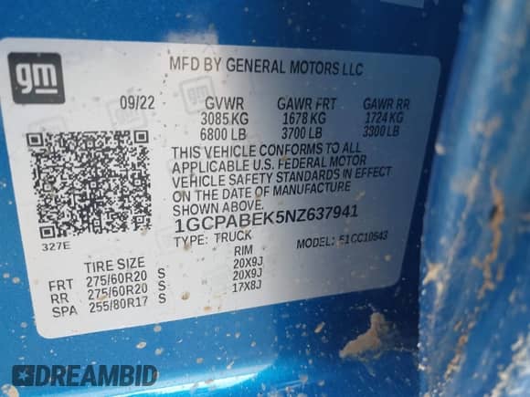 2022 Chevrolet Silverado 1500 Custom с VIN 1GCPABEK5NZ637941, выставлен на аукционе IAAI как лот 42966050 с пробегом 79 746 миль миль и . История ставок и продаж доступна на DreamBid. Изображение 9.