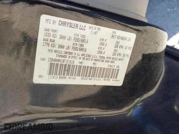 ✅ 2008 Dodge Durango SLT • VIN: 1D8HB48N18F121618 • Lot: 43696697. Wystawiony na IAAI z przebiegiem 192 653 mil. Bezpłatny archiwum sprzedaży aukcyjnych z USA i szczegółowy raport historii pojazdu na DreamBid. Zdjęcie 9.