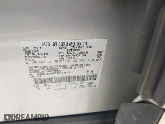✅ 2014 Ford Explorer XLT • VIN: 1FM5K8D85EGB94551 • Lot: 42208912. Wystawiony na IAAI z przebiegiem 113 123 mil. Bezpłatny archiwum sprzedaży aukcyjnych z USA i szczegółowy raport historii pojazdu na DreamBid. Zdjęcie 9.
