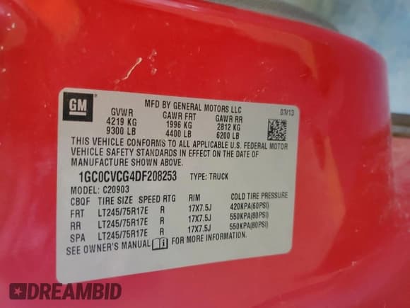 ✅ 2013 Chevrolet Silverado 2500HD Work Truck • VIN: 1GC0CVCG4DF208253 • Лот: 69128965. Опубликован ранее на Copart с пробегом 226 137 миль. Бесплатный доступ к архиву аукционных продаж из США и подробный отчёт об истории автомобиля на DreamBid. Изображение 12.