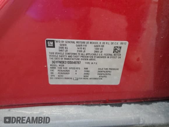 ✅ 2013 Cadillac SRX Performance Collection • VIN: 3GYFNDE31DS649787 • Lot: 84539325. Wystawiony na Copart z przebiegiem 122 241 mil. Bezpłatny archiwum sprzedaży aukcyjnych z USA i szczegółowy raport historii pojazdu na DreamBid. Zdjęcie 13.