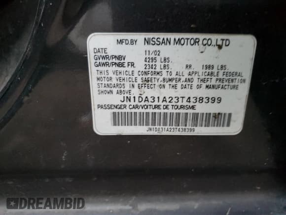 ✅ 2003 Nissan Maxima GLE • VIN: JN1DA31A23T438399 • Лот: 92878585. Опубликован ранее на Copart с пробегом Не указан. Бесплатный доступ к архиву аукционных продаж из США и подробный отчёт об истории автомобиля на DreamBid. Изображение 12.