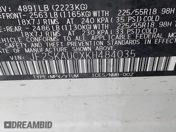 ✅ 2019 Subaru Forester Limited • VIN: JF2SKAUCXKH484035 • Lot: 43721033. Wystawiony na IAAI z przebiegiem 93 684 mil. Bezpłatny archiwum sprzedaży aukcyjnych z USA i szczegółowy raport historii pojazdu na DreamBid. Zdjęcie 9.