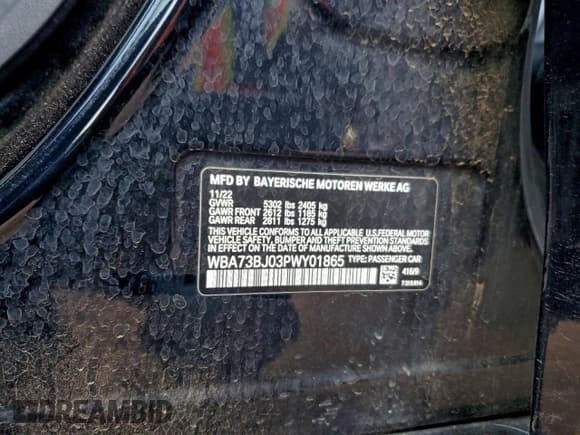 ✅ 2023 BMW 5 Series 540i xDrive • VIN: WBA73BJ03PWY01865 • Lot: 94159515. Listed on Copart with Not provided. Free auction sales archive from the USA and detailed vehicle history report at DreamBid. Image 12.