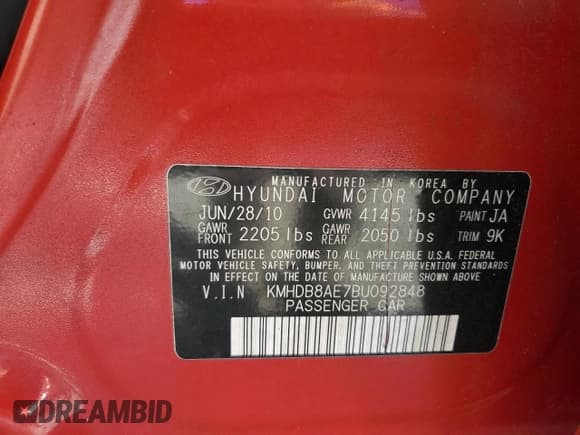 ✅ 2011 Hyundai Elantra GLS • VIN: KMHDB8AE7BU092848 • Lot: 86470025. Listed on Copart with 102,794 mi. Free auction sales archive from the USA and detailed vehicle history report at DreamBid. Image 13.