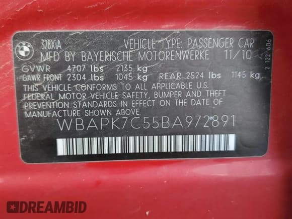 ✅ 2011 BMW 3 Series 328i xDrive • VIN: WBAPK7C55BA972891 • Лот: 81727405. Опубликован ранее на Copart с пробегом 152 536 миль. Бесплатный доступ к архиву аукционных продаж из США и подробный отчёт об истории автомобиля на DreamBid. Изображение 12.