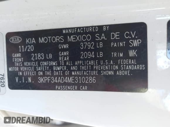 ✅ 2021 Kia Forte GT-Line • VIN: 3KPF34AD4ME310286 • Lot: 43431650. Wystawiony na IAAI z przebiegiem 126 686 mil. Bezpłatny archiwum sprzedaży aukcyjnych z USA i szczegółowy raport historii pojazdu na DreamBid. Zdjęcie 9.