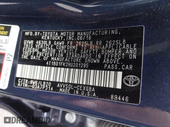 ✅ 2017 Toyota Camry Hybrid LE • VIN: 4T1BD1FK2HU201295 • Lot: 43742809. Listed on IAAI with 87,345 mi. Free auction sales archive from the USA and detailed vehicle history report at DreamBid. Image 9.