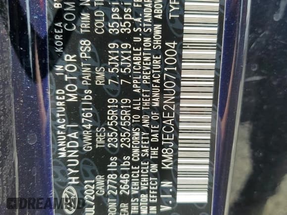 ✅ 2022 Hyundai Tucson Limited • VIN: KM8JECAE2NU071004 • Lot: 64940534. Wystawiony na Copart z przebiegiem 32 341 mil. Bezpłatny archiwum sprzedaży aukcyjnych z USA i szczegółowy raport historii pojazdu na DreamBid. Zdjęcie 15.