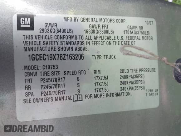 2008 Chevrolet Silverado 1500 Work Truck с VIN 1GCEC19X78Z163206, выставлен на аукционе IAAI как лот 42294995 с пробегом Не указан миль и . История ставок и продаж доступна на DreamBid. Изображение 9.