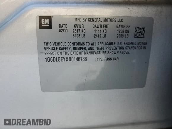 ✅ 2011 Cadillac CTS Performance • VIN: 1G6DL5EYXB0146786 • Lot: 89056065. Listed on Copart with 100,719 mi. Free auction sales archive from the USA and detailed vehicle history report at DreamBid. Image 14.