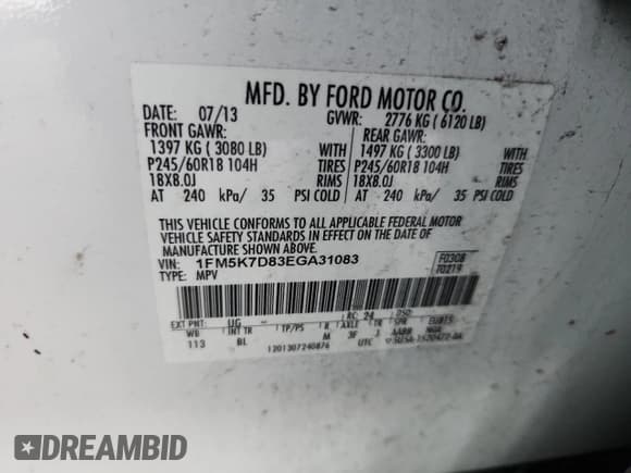 ✅ 2014 Ford Explorer XLT • VIN: 1FM5K7D83EGA31083 • Lot: 80442625. Wystawiony na Copart z przebiegiem 138 449 mil. Bezpłatny archiwum sprzedaży aukcyjnych z USA i szczegółowy raport historii pojazdu na DreamBid. Zdjęcie 13.