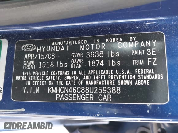 ✅ 2008 Hyundai Accent GLS • VIN: KMHCN46C88U259388 • Лот: 41546304. Опубликован ранее на IAAI с пробегом 98 711 миль. Бесплатный доступ к архиву аукционных продаж из США и подробный отчёт об истории автомобиля на DreamBid. Изображение 9.