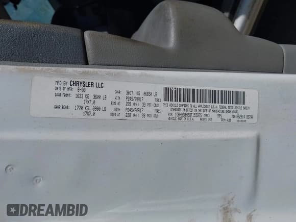 ✅ 2008 Dodge Durango • VIN: 1D8HB38N58F155975 • Лот: 42302700. Опубликован ранее на IAAI с пробегом 182 102 миль. Бесплатный доступ к архиву аукционных продаж из США и подробный отчёт об истории автомобиля на DreamBid. Изображение 9.