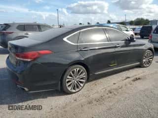 2015 Hyundai Genesis 3.8L z VIN KMHGN4JE6FU098529, wystawiony jako Copart lot #76175104 z przebiegiem Nie podano mil oraz Szkoda całkowita • Salvage title. Historia ofert i sprzedaży dostępna na DreamBid. Obrazek 3.